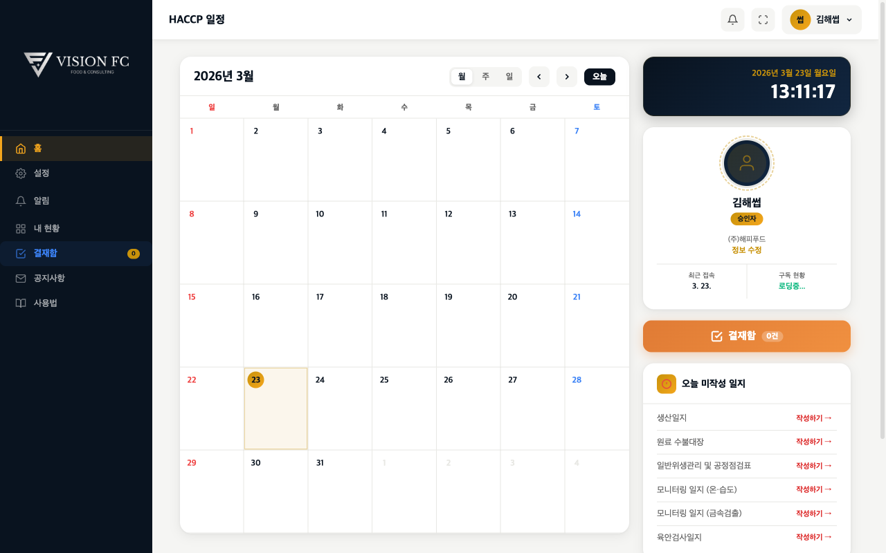 실무 운영 대시보드 화면