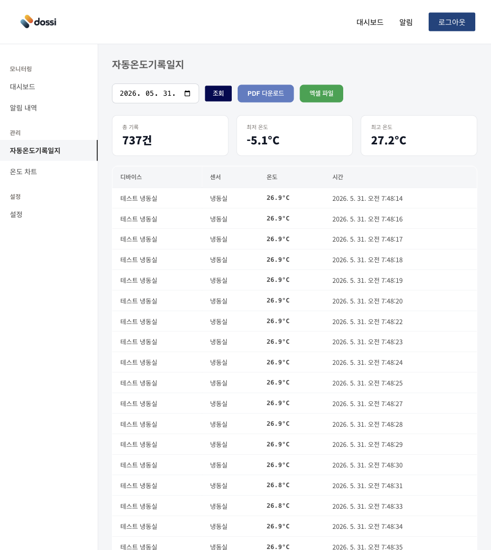 Dossi Selo 자동온도기록일지
